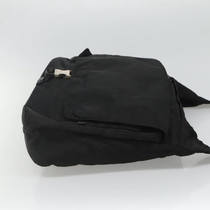 Prada Vintage Flap Messenger Bag Tessuto, BLACK, NYLON, Shoulder bag