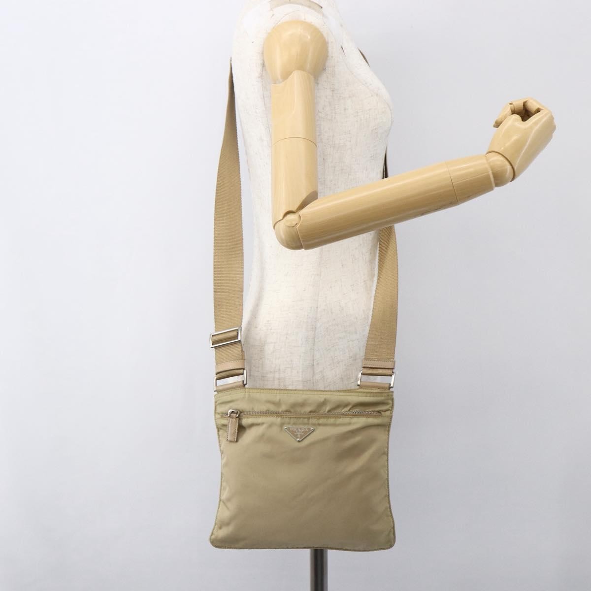 Prada Front Pocket Messenger Bag Tessuto, BEIGE, NYLON, Shoulder bag