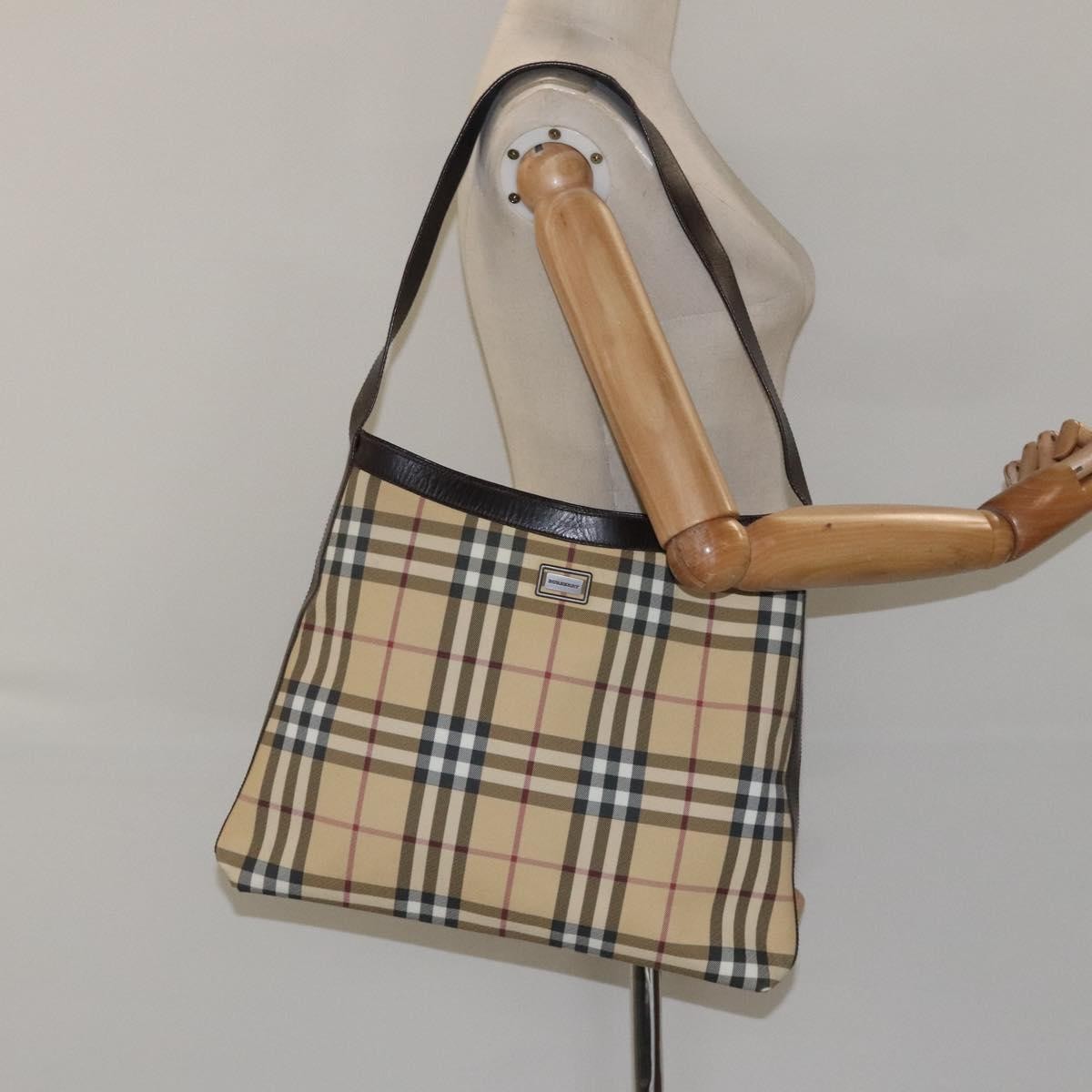 Burberry Shoulder Bag Nova Check Canvas, BEIGE, CANVAS, Shoulder bag