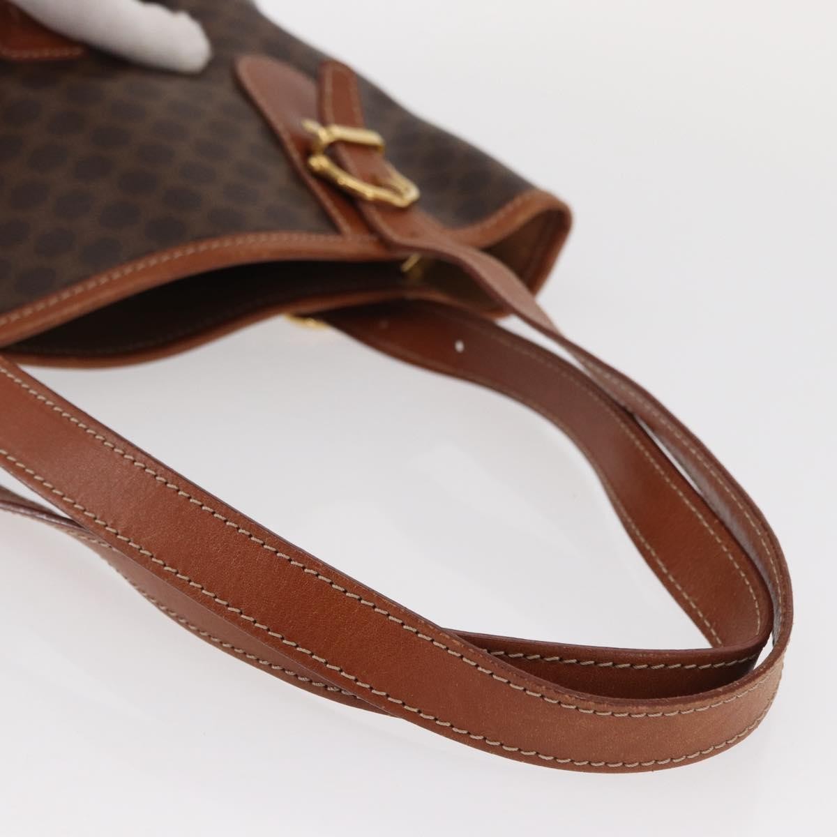 Celine Vintage Macadam Shoulder Bag Canvas and Leather, BROWN, PVC, Shoulder bag