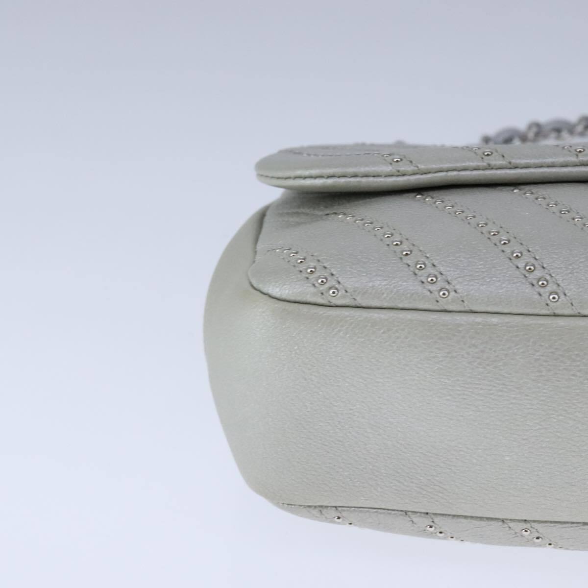 Chanel Vintage Classic Single Flap Bag Stitched Calfskin, GRAY, LEATHER, Shoulder bag