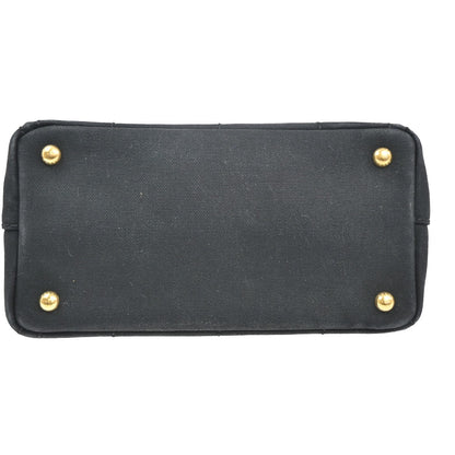 Prada Canapa Convertible Tote Canvas, BLACK, CANVAS, Tote bag