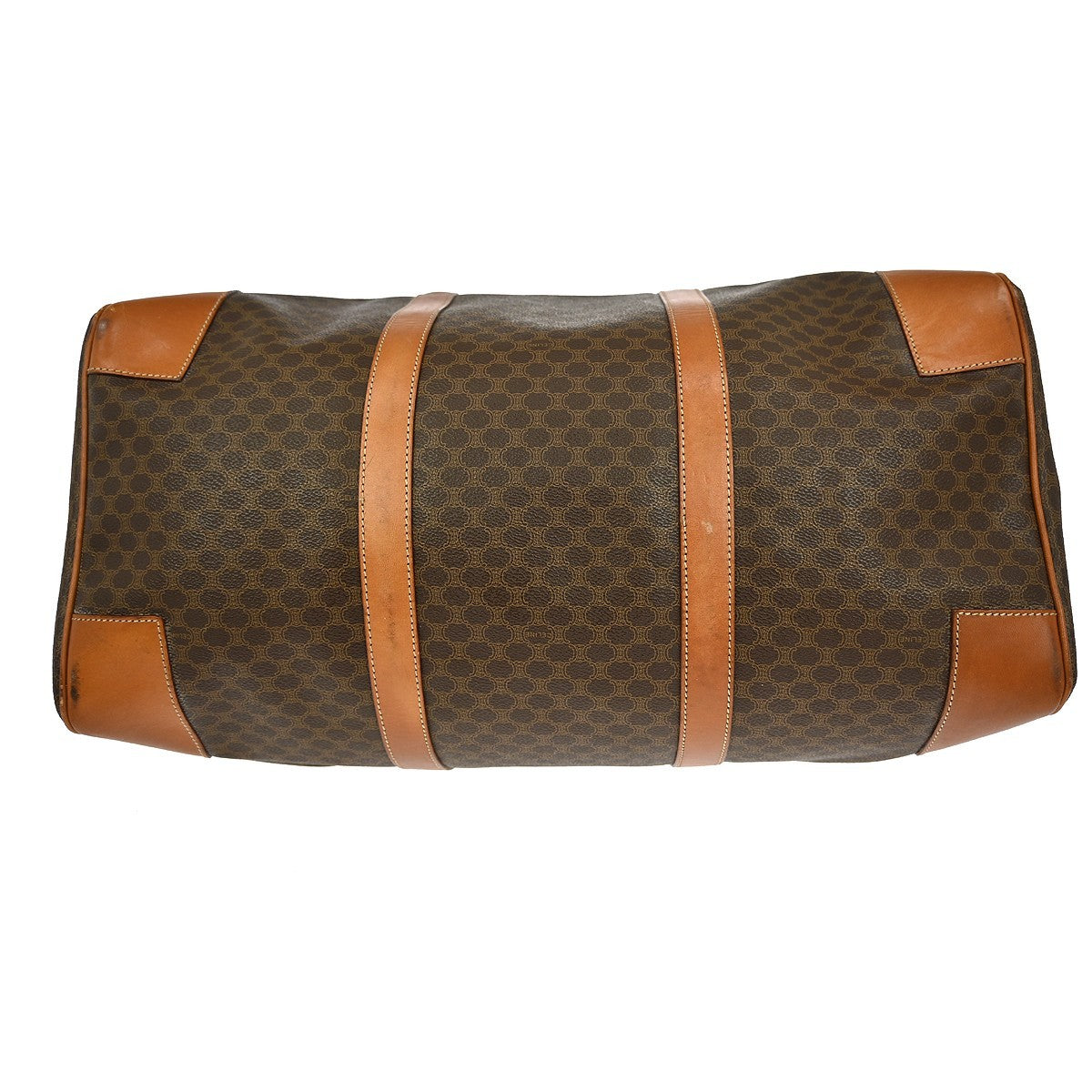 Celine Vintage Macadam Boston bag Canvas and Leather, BROWN, CANVAS, Travel bag