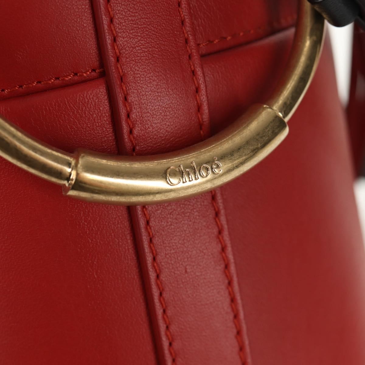 Chloe Roy Bucket Bag Leather, RED, LEATHER, Shoulder bag
