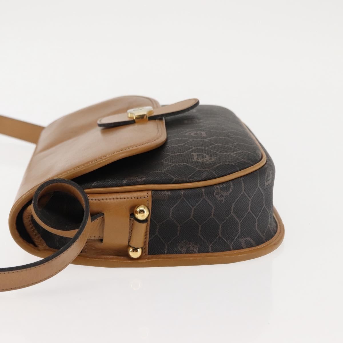 Christian Dior Vintage Honeycomb Shoulder Bag Canvas and Leather, BROWN, CANVAS, Shoulder bag