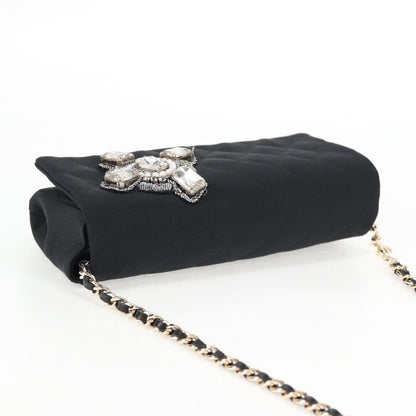 Chanel Chain Flap Shoulder Bag Quilted Nylon, Black, Nylon, Shoulder Bag