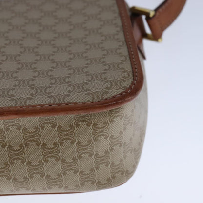 Celine Vintage Macadam Circle Logo Shoulder Bag Canvas and Leather, Beige, Canvas, Shoulder Bag
