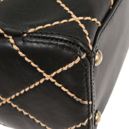 Chanel Surpique Compartment Tote Quilted Leather, BLACK, CALFSKIN, Handbag