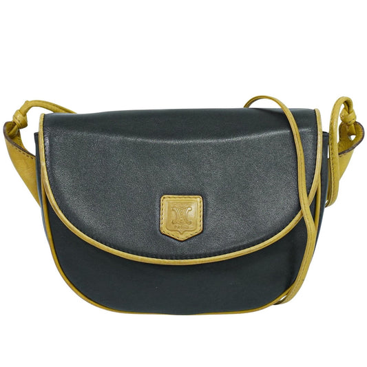 Celine Vintage Shoulder Bag Leather, BLACK, LEATHER, Shoulder bag