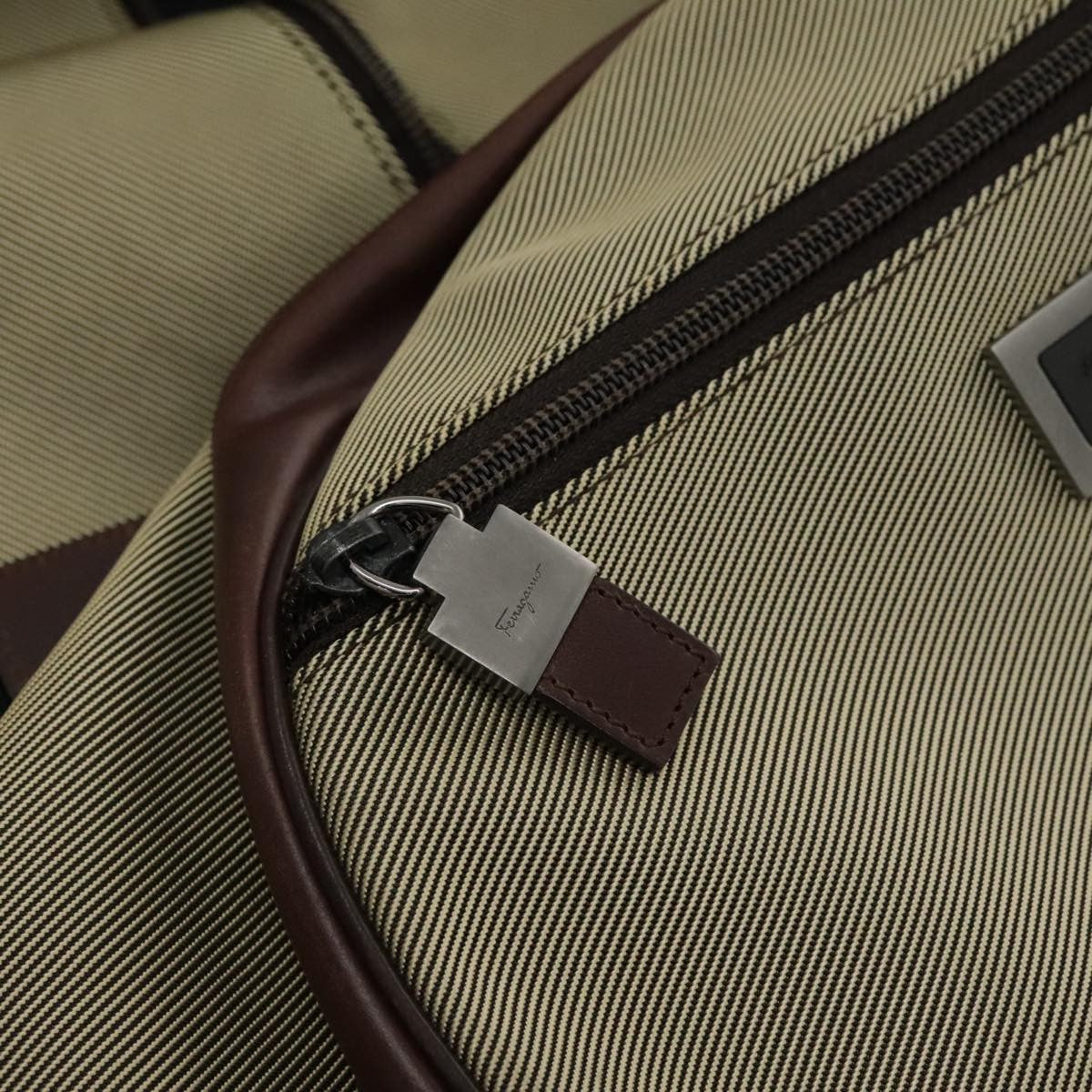 Salvatore Ferragamo Boston Bag Leather, BEIGE, CANVAS, Travel bag