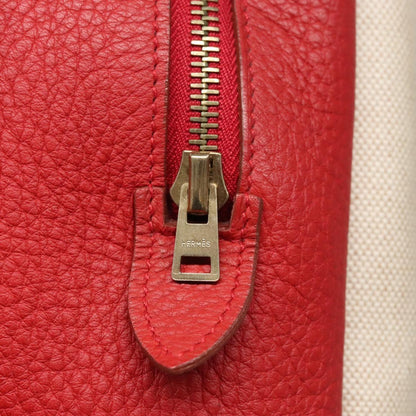 Hermes Victoria Messenger Bag Toile with Leather, BEIGE, CANVAS, Crossbody bag