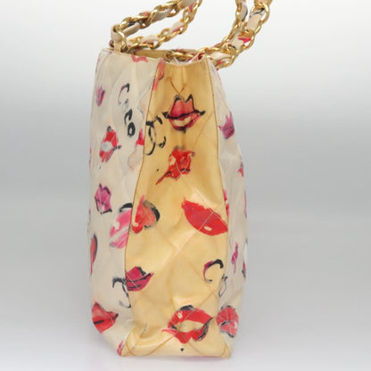 Chanel Vintage CC Chain Tote Printed patent leather, BEIGE, PATENT_LEATHER, Tote bag