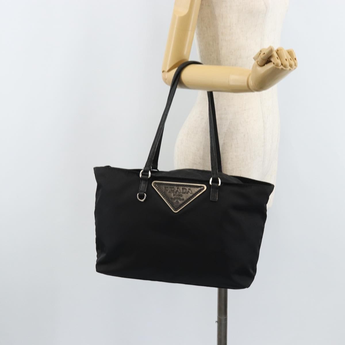 Prada Vintage Zip Tote Tessuto, Black, Nylon, Tote Bag