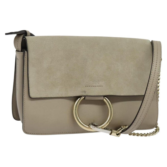 Chloe Faye Crossbody Leather and Suede, Gray, Suede, Shoulder Bag
