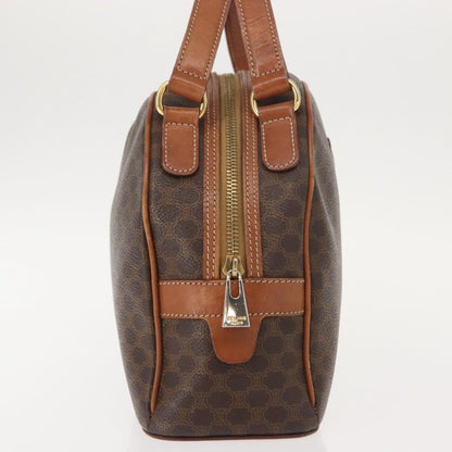 Celine Vintage Macadam Handbag Canvas and Leather, BROWN, CANVAS, Handbag