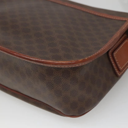 Celine Vintage Macadam Shoulder Bag Canvas and Leather, Brown, Canvas, Shoulder Bag