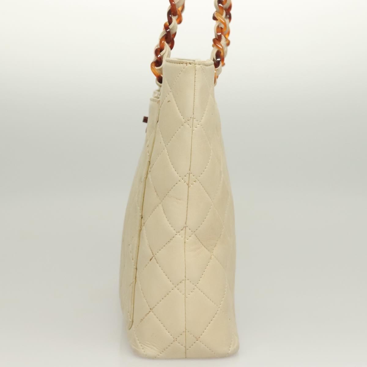 Chanel Vintage CC Front Pocket Tote Quilted Leather, BEIGE, LEATHER, Tote bag