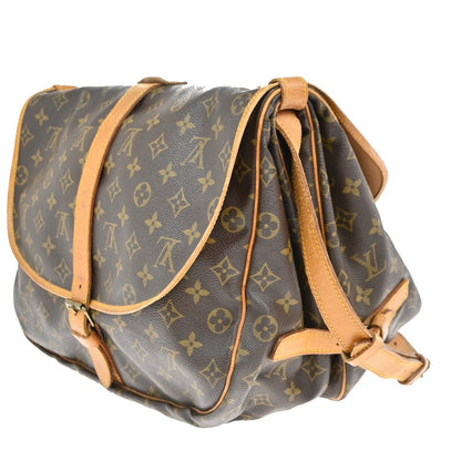 Louis Vuitton Saumur Handbag Monogram Canvas, BROWN, CANVAS, Shoulder bag