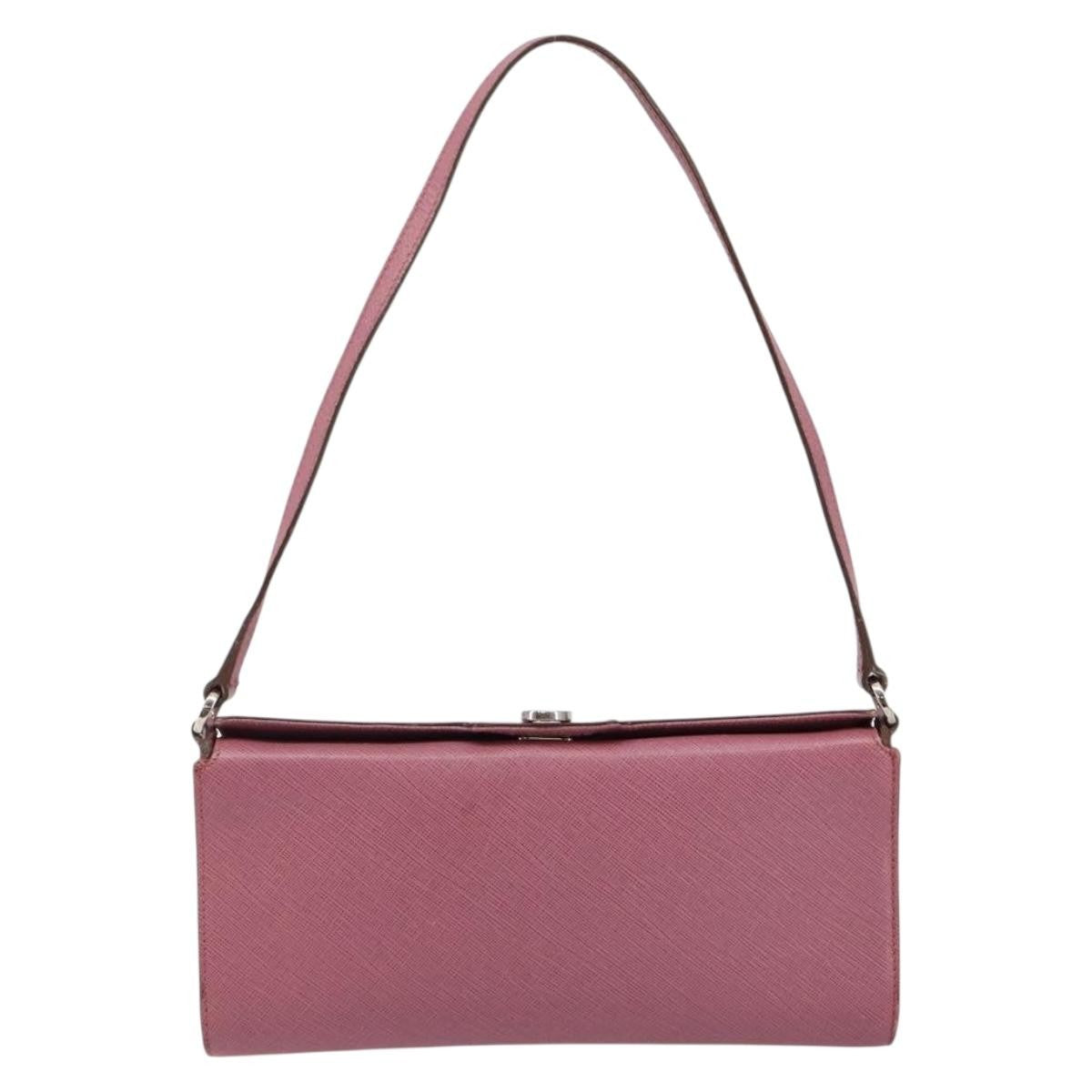 Salvatore Ferragamo Gancini Pouch Leather, PINK, LEATHER, Clutche & pouche