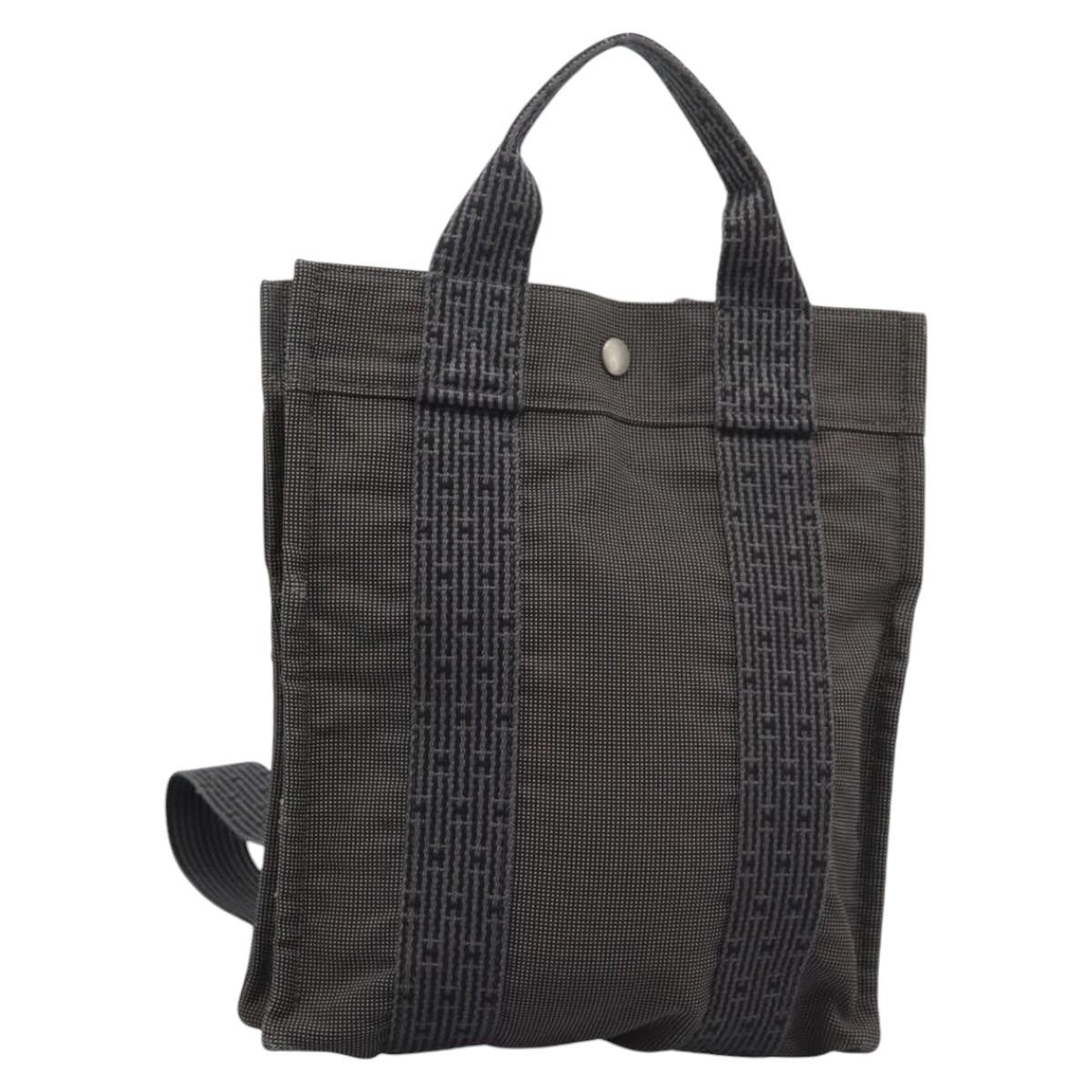 Hermes Herline Backpack Canvas, GRAY, CANVAS, Backpack