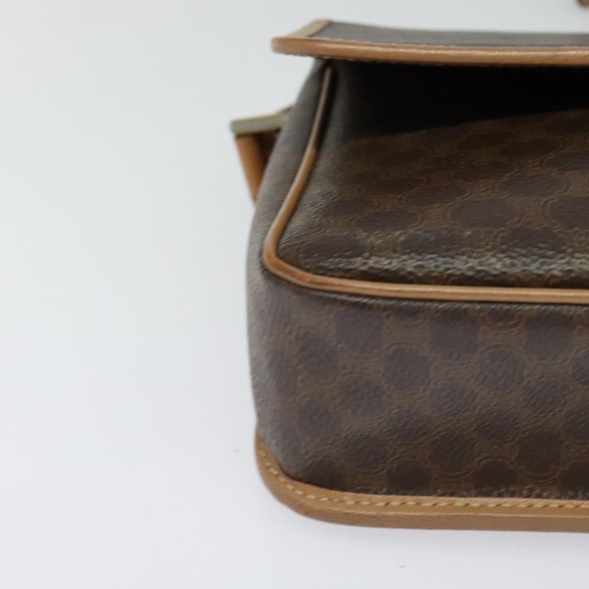 Celine Vintage Macadam Circle Logo Shoulder Bag Canvas and Leather, Brown, Canvas, Shoulder Bag