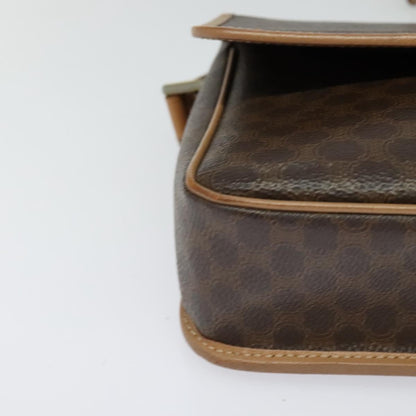 Celine Vintage Macadam Circle Logo Shoulder Bag Canvas and Leather, Brown, Canvas, Shoulder Bag