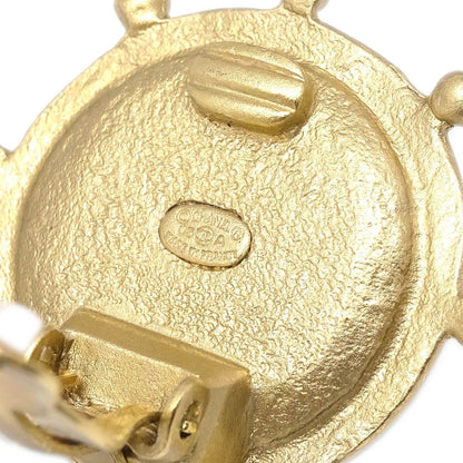 Chanel Vintage Round Clip-On Earrings Metal with Faux Pearl, GOLD, METAL, Earrings