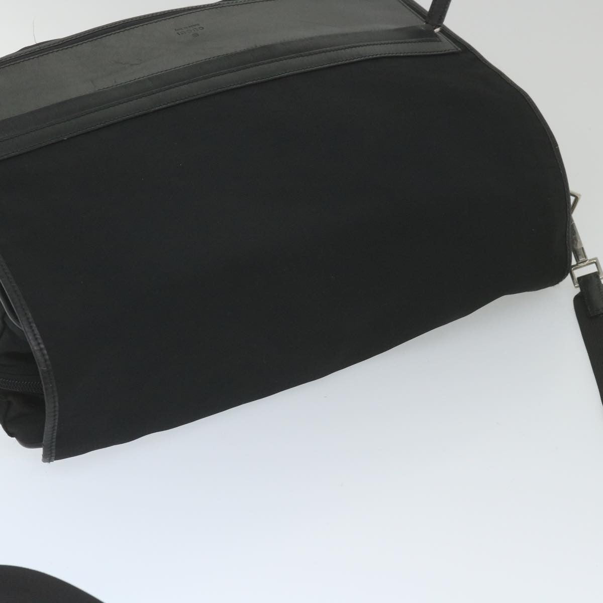 Gucci Vintage Flap Crossbody Bag Nylon, Black, Nylon, Shoulder Bag