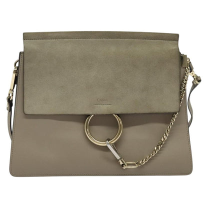 Chloe Faye Shoulder Bag Leather and Suede, GRAY, SUEDE, Shoulder bag