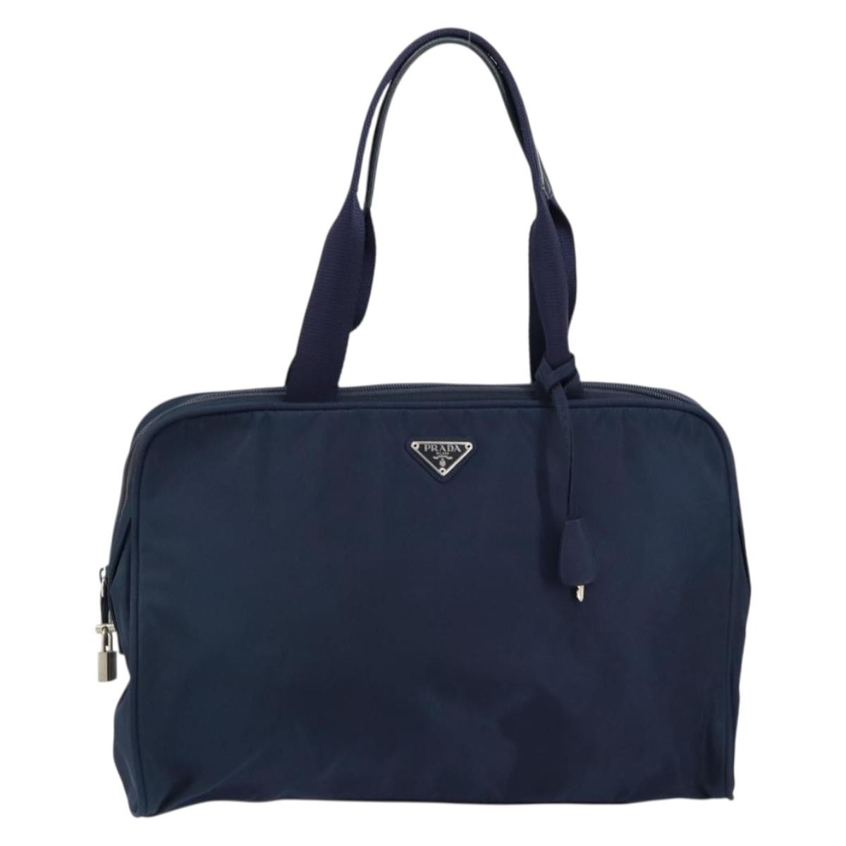 Prada Zip Around Tote Tessuto, Navy, Nylon, Handbag