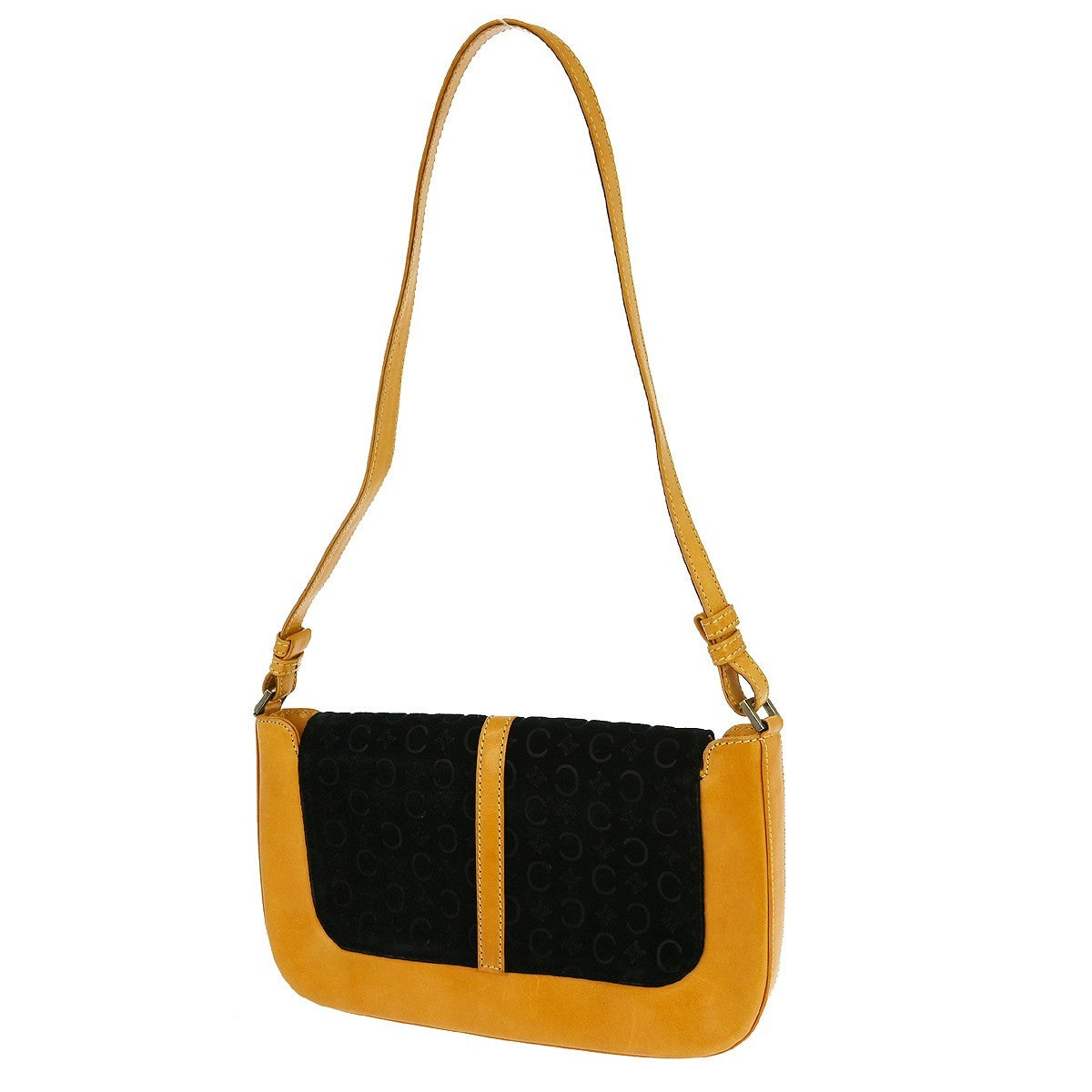 Celine C Macadam Shoulder bag Suede, BLACK, SUEDE, Shoulder bag