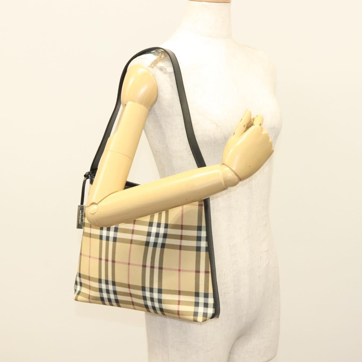 Burberry Shoulder Bag Nova Check Canvas, BEIGE, PVC, Shoulder bag