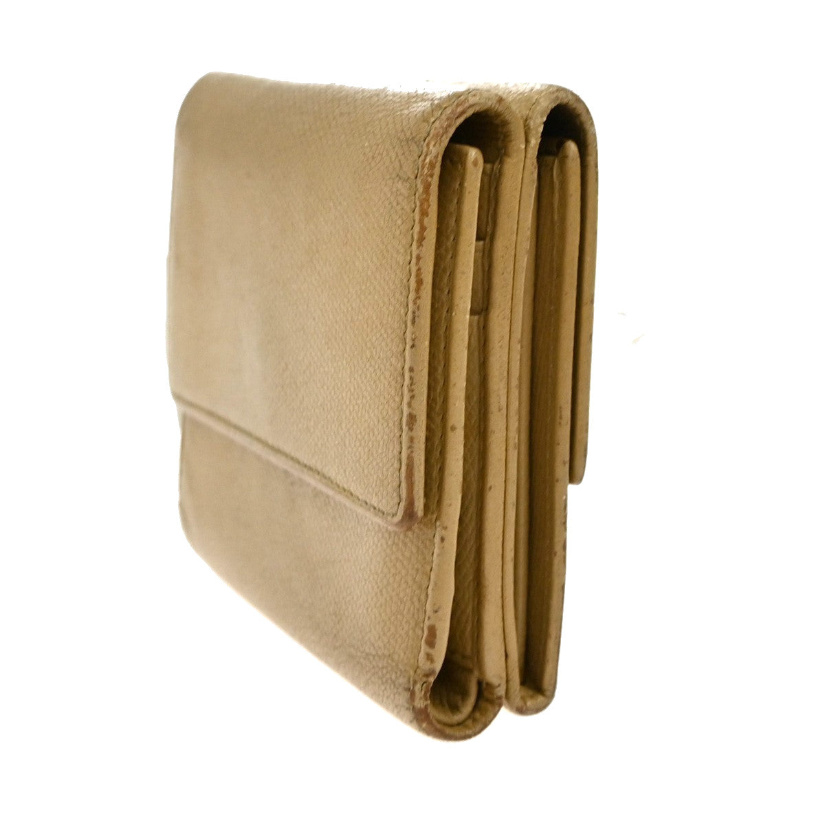 Chanel CC Trifold Flap Wallet Leather, BEIGE, LEATHER, Wallets