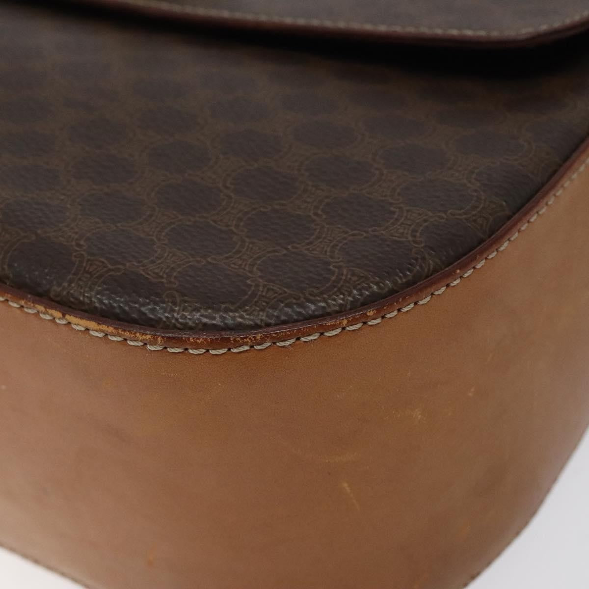 Celine Vintage Convertible Macadam Turnlock Shoulder Bag Canvas and Leather, BROWN, CANVAS, Shoulder bag