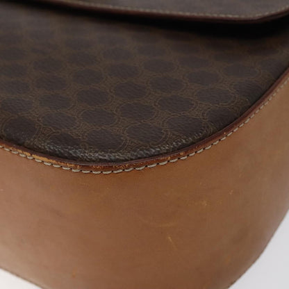 Celine Vintage Convertible Macadam Turnlock Shoulder Bag Canvas and Leather, BROWN, CANVAS, Shoulder bag
