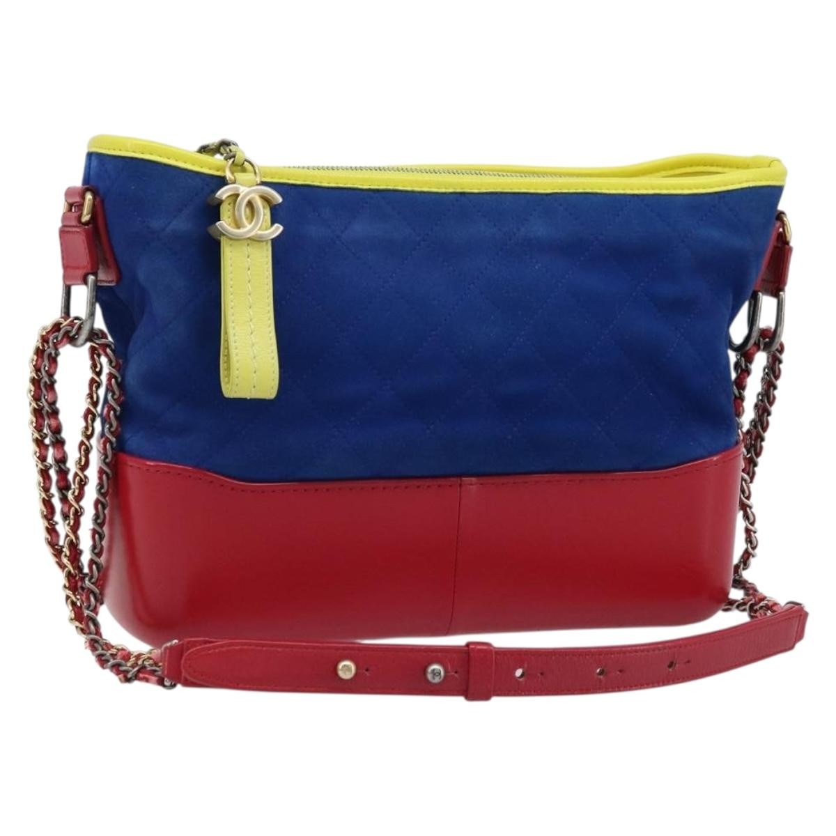 Chanel Gabrielle Hobo Quilted Suede, Multicolour, Suede, Shoulder Bag
