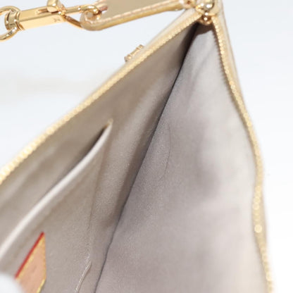 Louis Vuitton Pochette Plate Monogram mirror, GOLD, CANVAS, Clutche & pouche