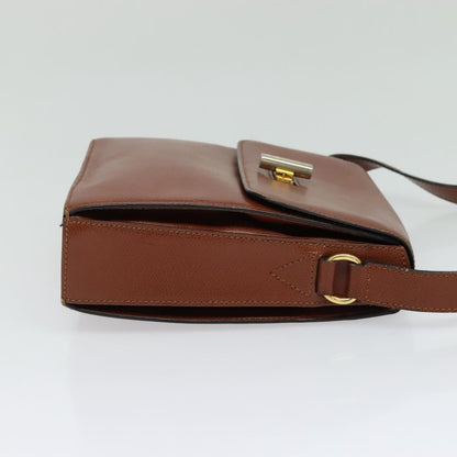Celine Flap Shoulder Bag Leather, BROWN, LEATHER, Shoulder bag