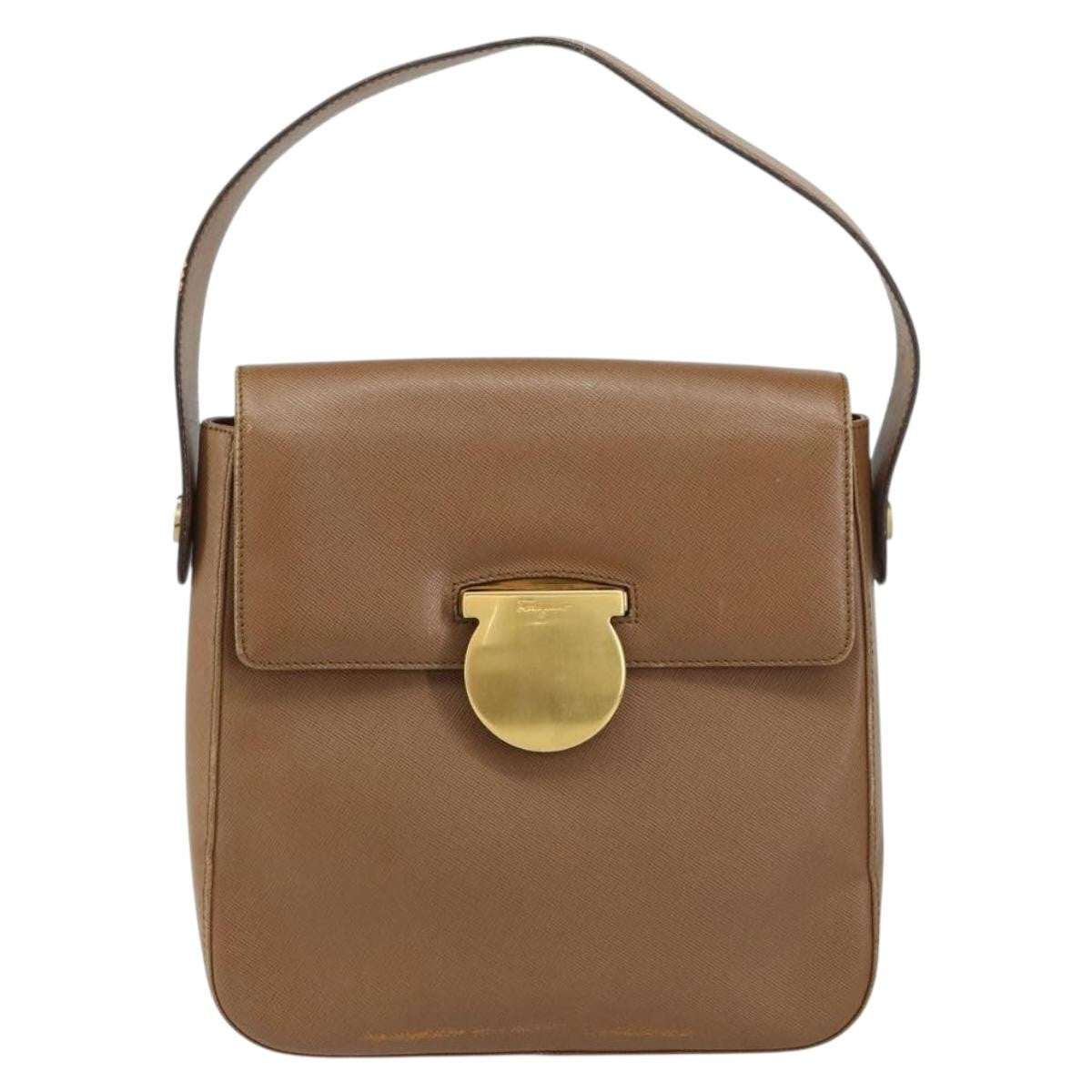 Salvatore Ferragamo Vintage Handbag Leather, BROWN, LEATHER, Handbag