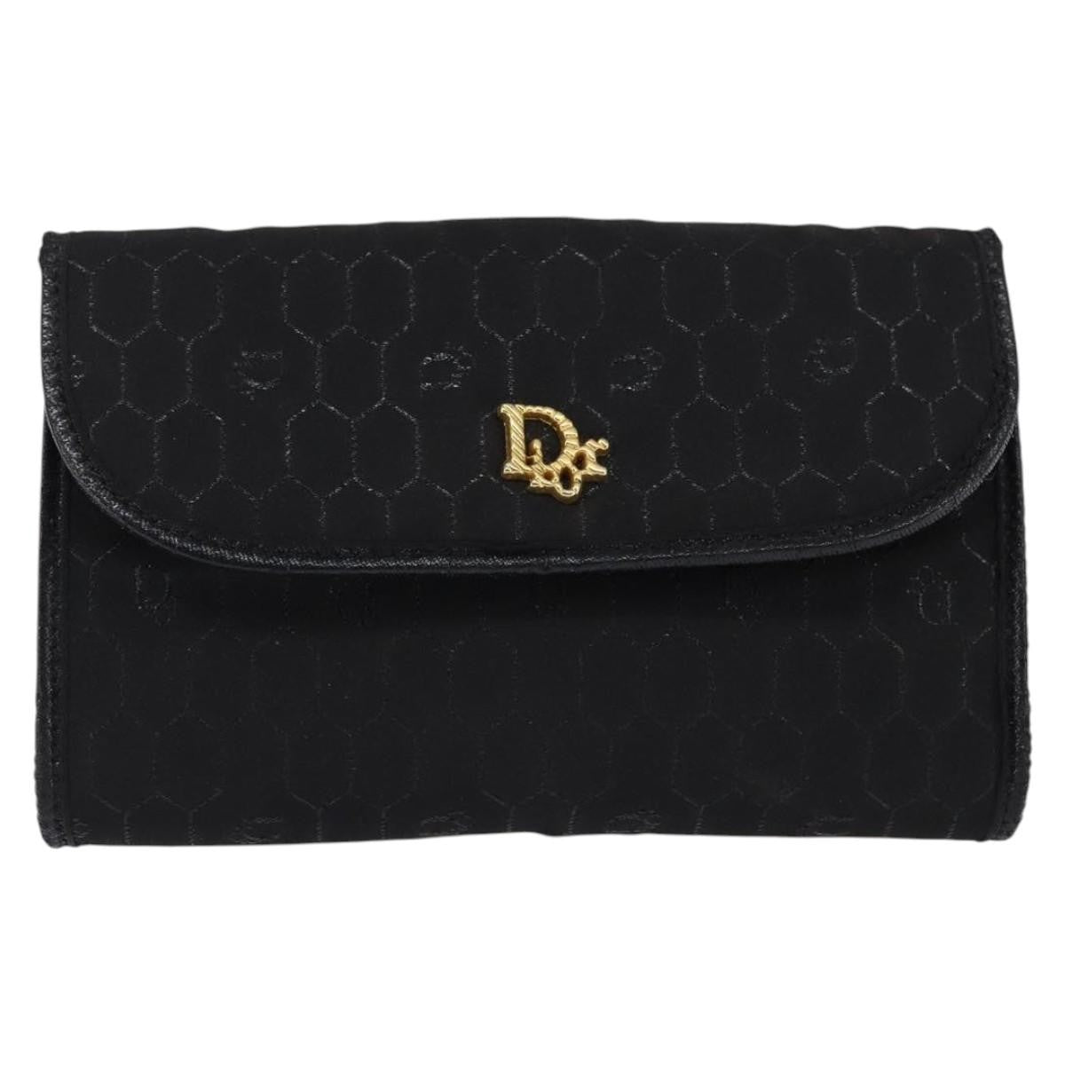 Christian Dior Vintage Honeycomb Flap Crossbody Bag Coated Canvas, BLACK, CANVAS, Clutche & pouche