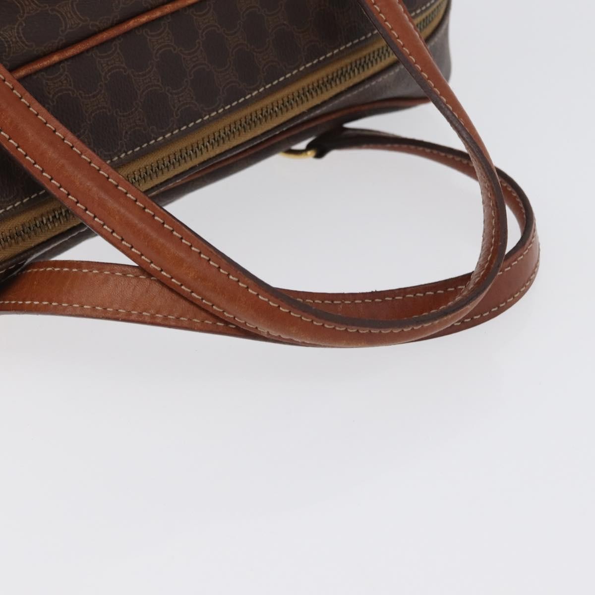 Celine Vintage Macadam Handbag Canvas and Leather, BROWN, CANVAS, Handbag
