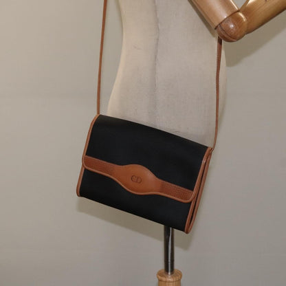 Christian Dior Vintage Flap Crossbody Bag Canvas, BLACK, CANVAS, Shoulder bag
