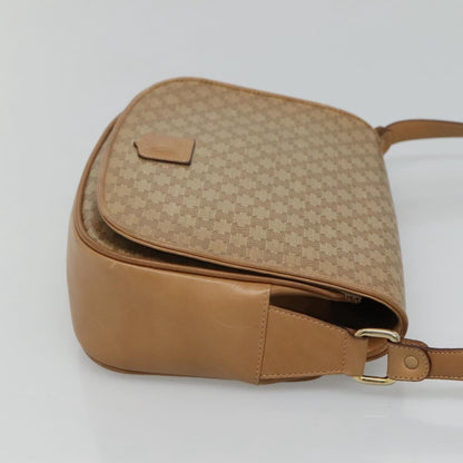 Celine Vintage Macadam Shoulder Bag Canvas and Leather, BEIGE, CANVAS, Shoulder bag