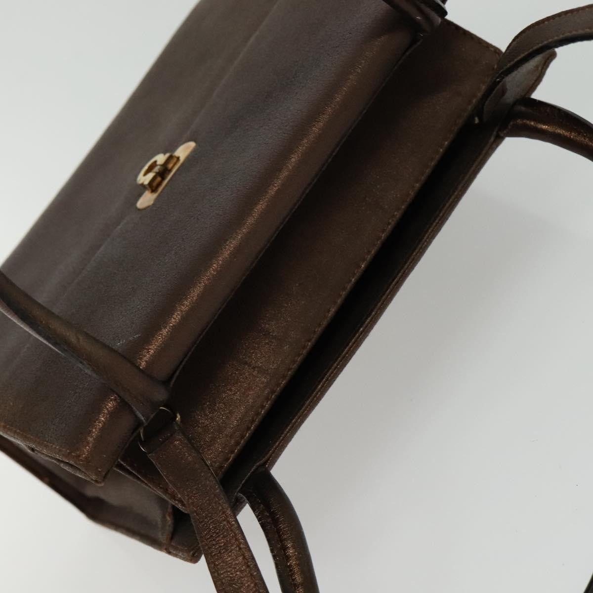 Salvatore Ferragamo Gancini Shoulder Bag Leather, BROWN, LEATHER, Shoulder bag