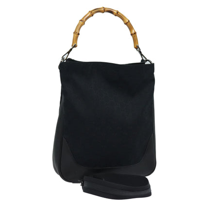 Gucci Bamboo Shoulder Bag GG Canvas, Black, Canvas, Shoulder Bag