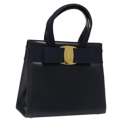Salvatore Ferragamo Convertible Vara Bow Tote Leather, NAVY, LEATHER, Tote bag