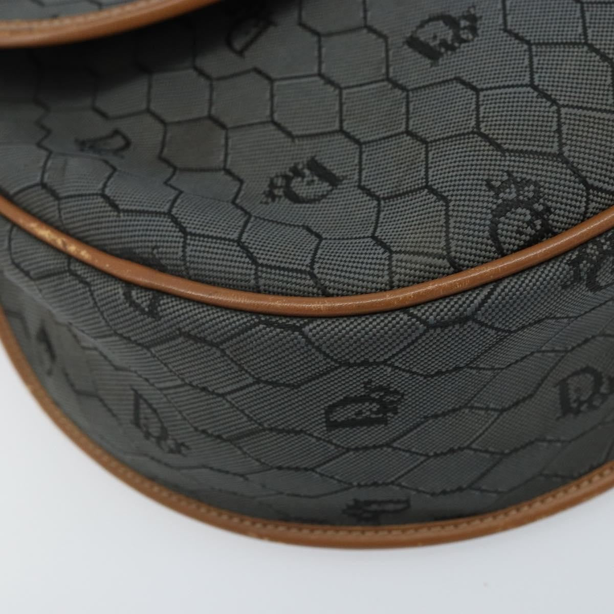 Christian Dior Vintage Honeycomb Flap Crossbody Bag Canvas and Leather, BLACK, CANVAS, Shoulder bag