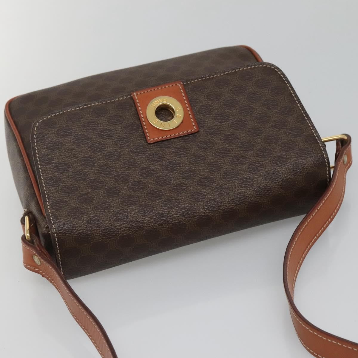 Celine Vintage Macadam Shoulder Bag Canvas and Leather, BROWN, CANVAS, Shoulder bag