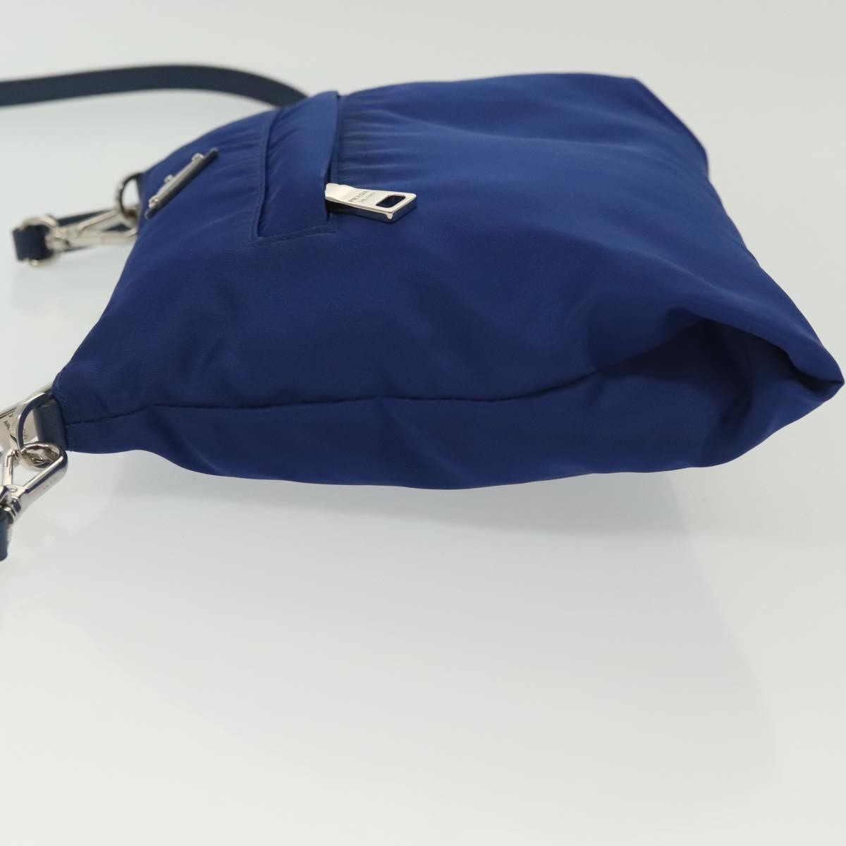 Prada Flat Messenger Tessuto with Leather, Blue, Nylon, Shoulder Bag