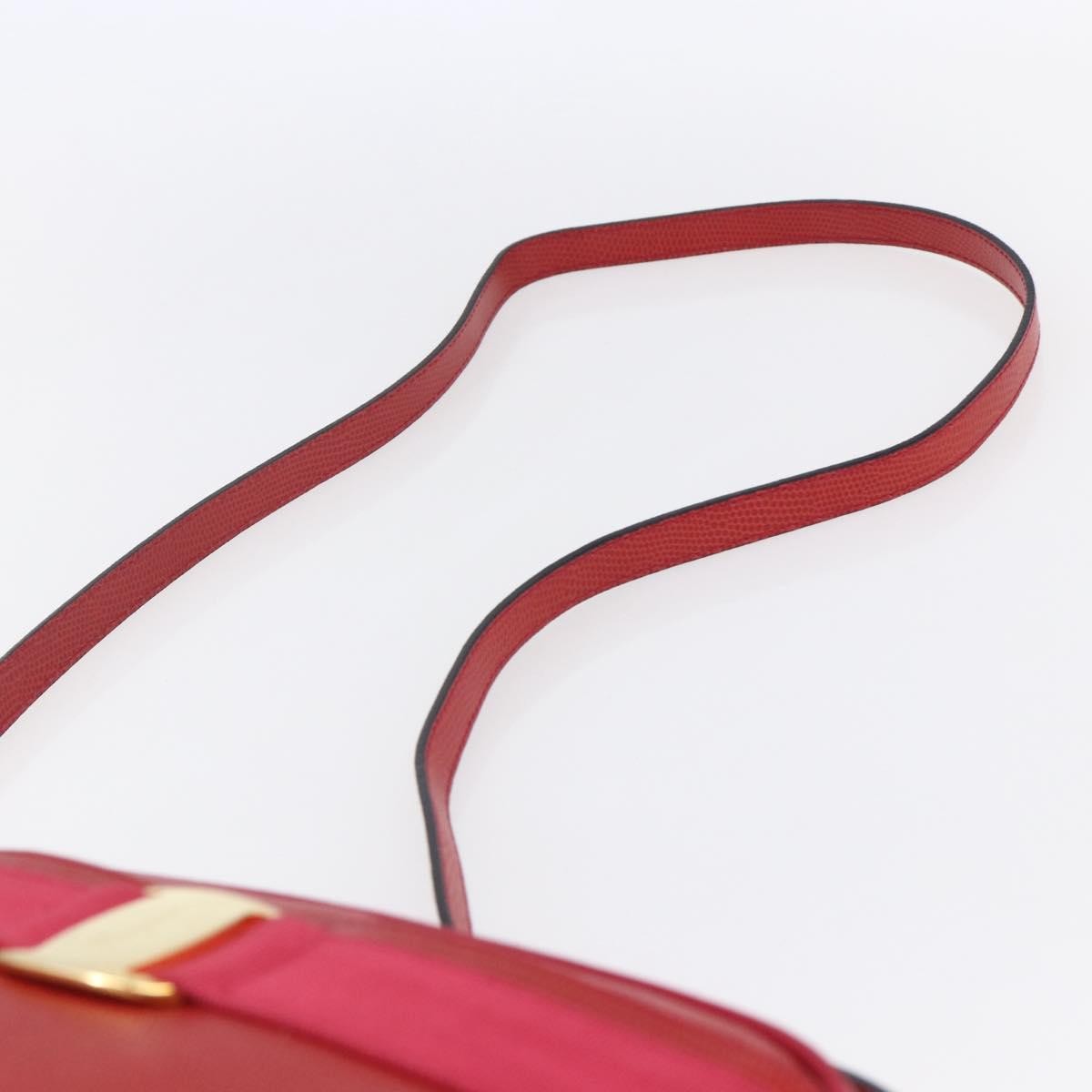 Salvatore Ferragamo Vala Shoulder Bag Embossed Leather, RED, LEATHER, Shoulder bag